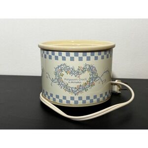 Vintage 1988 Rival Potpourri Crock Blue Heart Country Electric Simmer Pot